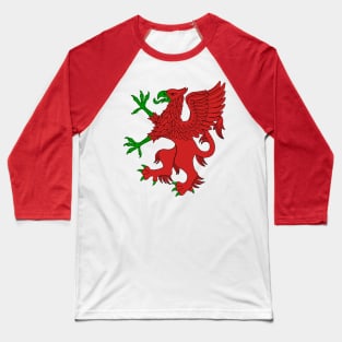 Griffin Rampant in Red and Green Baseball T-Shirt